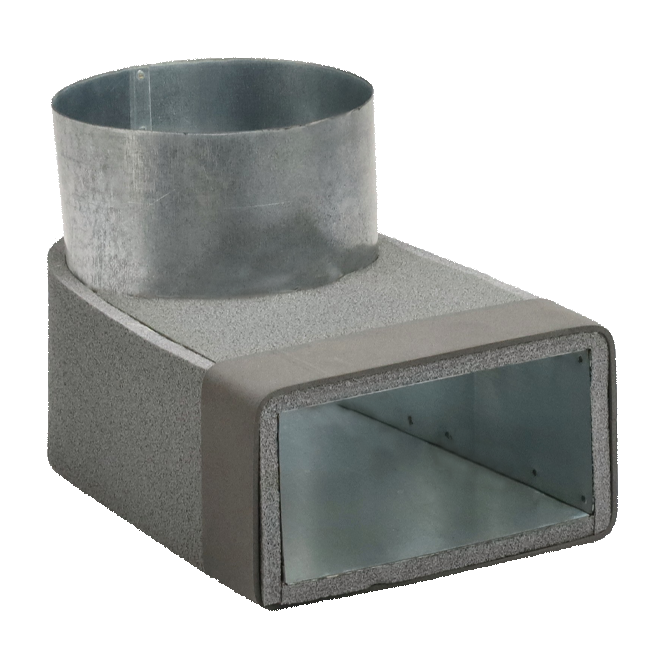 Thermoduct-vinkel 170 mm x 80 mm til diameter 160 mm til kanalføring