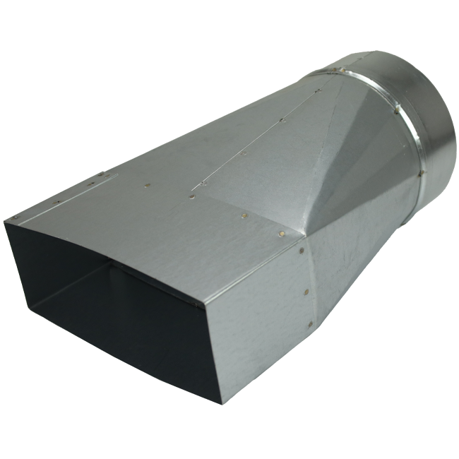 Adapter 220x80 mm til diameter 150 mm til kanalføring