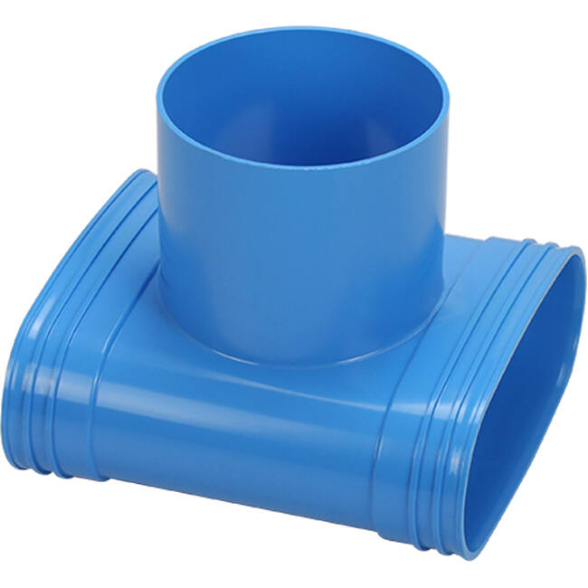Wavin Ventiza T-stykke PVC ovalt 195x80x50 mm med diameter 125 mm M/M/M