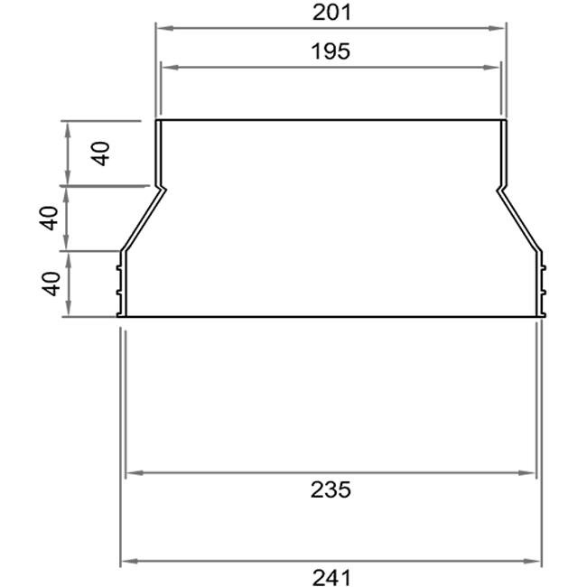 Wavin Ventiza Overgang PVC oval 235x80 mm til 195x80 mm M/M