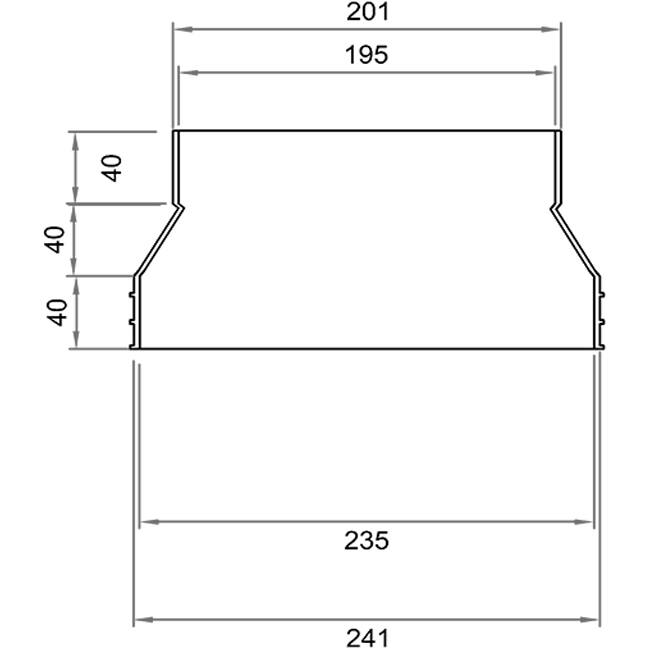 Wavin Ventiza Overgang PVC oval 235x80 mm til 195x80 mm M/S