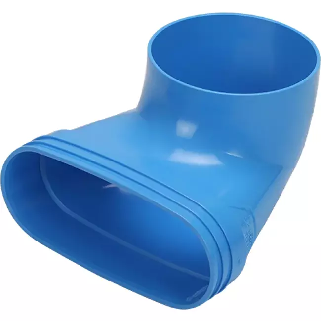 Wavin Ventiza Endestykke 90 grader PVC oval 195x80x70 mm med diameter 125 mm M/M