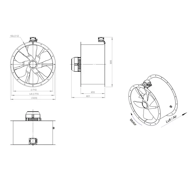 Aksial 710 mm kanalventilator - AL 710 D4 01 CFG