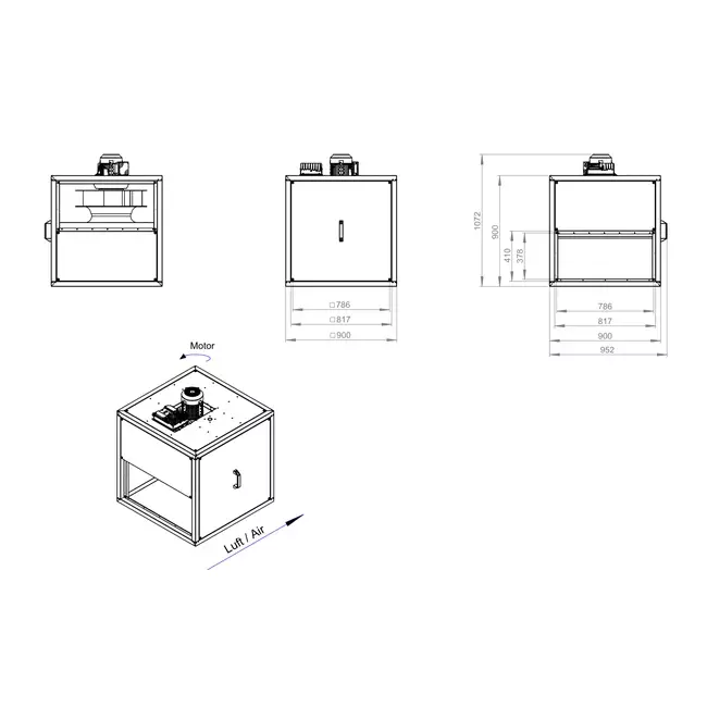 Boksventilatormotor udendørs lineært flow - MPC TI 500 EC K01