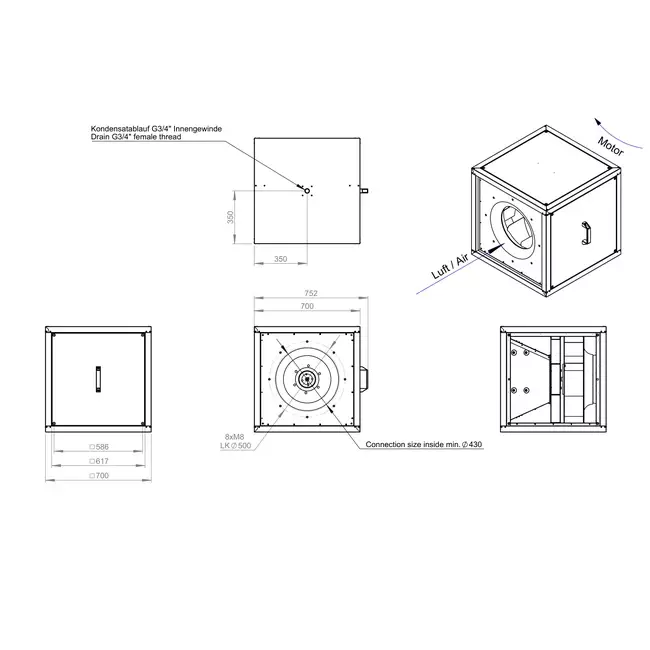 Kasseventilatormotor til udendørs luftstrøm - MPC T 500 EC K01