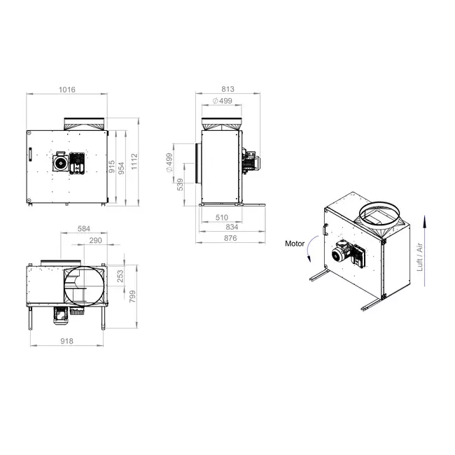 Boksventilatormotor til ekstern luftstrøm - MPS 560 EC I K 01