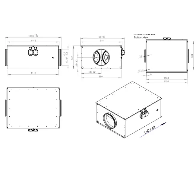 Rørventilator 355 mm isoleret energieffektiv - EM DUO 355 EC K 01