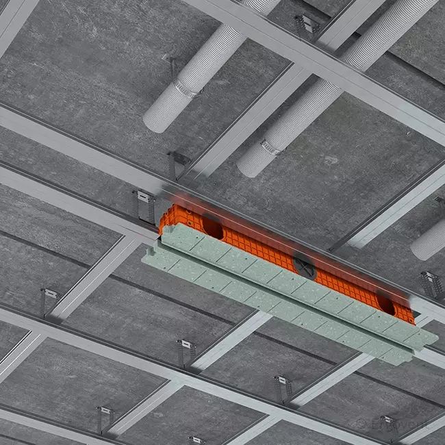 Ergovent rammeløs spaltediffusor 1050 mm med tilslutningsdiameter 90 mm - modulær - 1 spalte