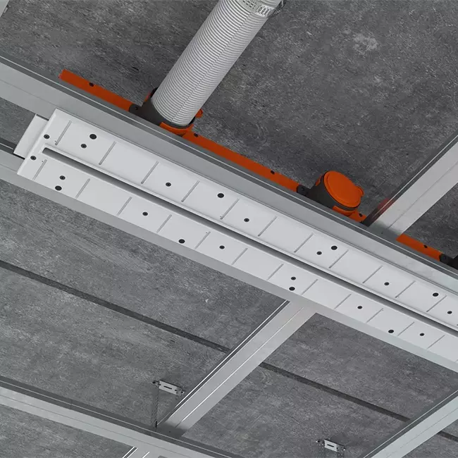 Ergovent rammeløs spaltediffusor 600 mm med tilslutningsdiameter 75 mm - profil