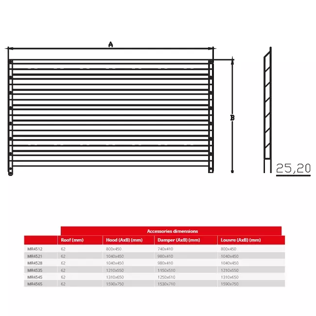 Maxivent by Econox lamel til MR4528 vandret - LV