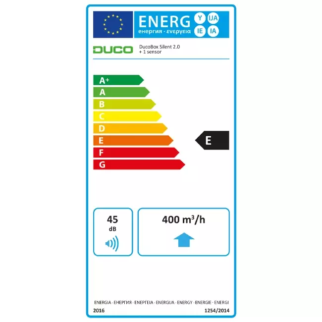 DucoBox Silent 2.0 400 m³/t + RF-kontrol - sikkerhedsstik