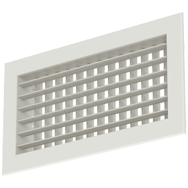 Dobbelt justerbart væggitter i aluminium med dæmper - med friktionsfjedre - 600x100 mm - RAL 9010
