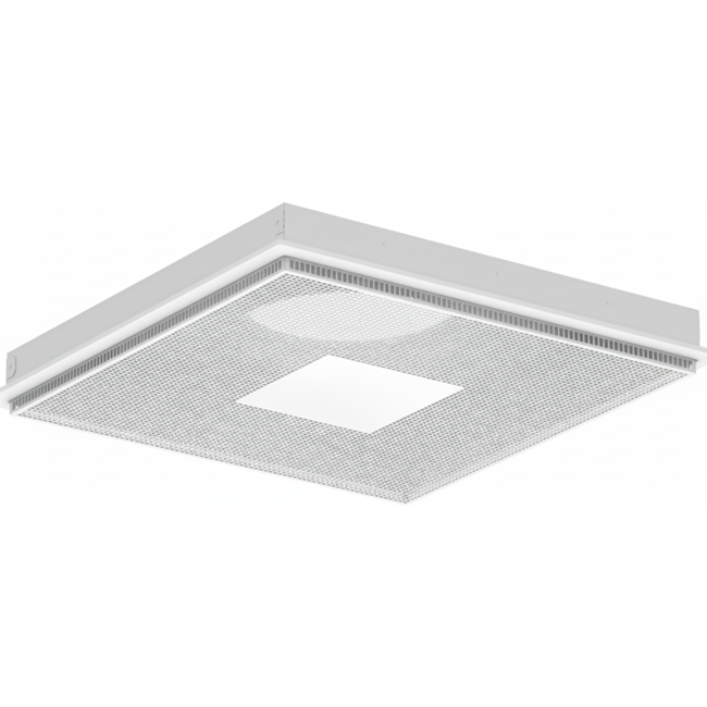 Perforeret loftsdiffusor til indblæsning og udsugning 595x595 mm - 125 mm - RAL 9016