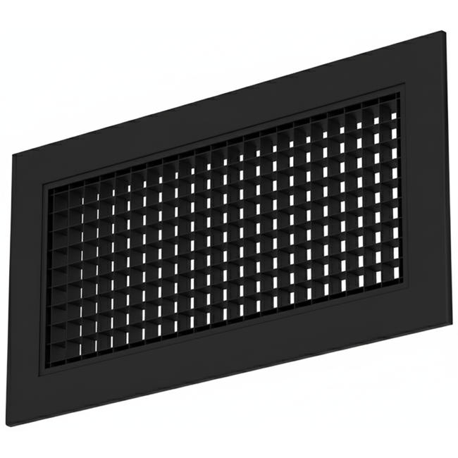 Væggitter i aluminium med fast gitter - med friktionsfjedre - 300x100 mm - RAL 9005