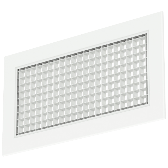 Væggitter i aluminium med fast gitter - med friktionsfjedre - 500x300 mm - RAL 9016