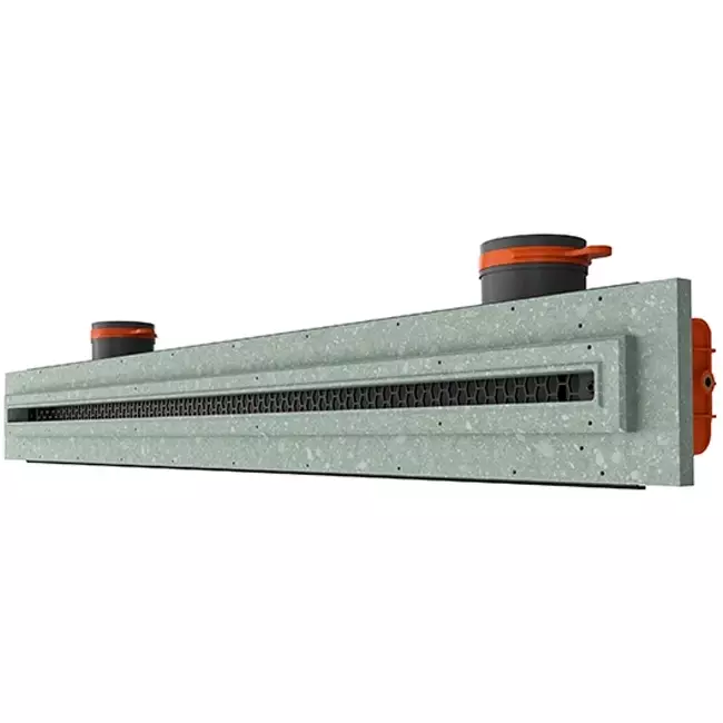 Ergovent pudsbar rammeløs lineær ventilationsrist 1000 mm med tilslutningsdiameter 75 mm – standard
