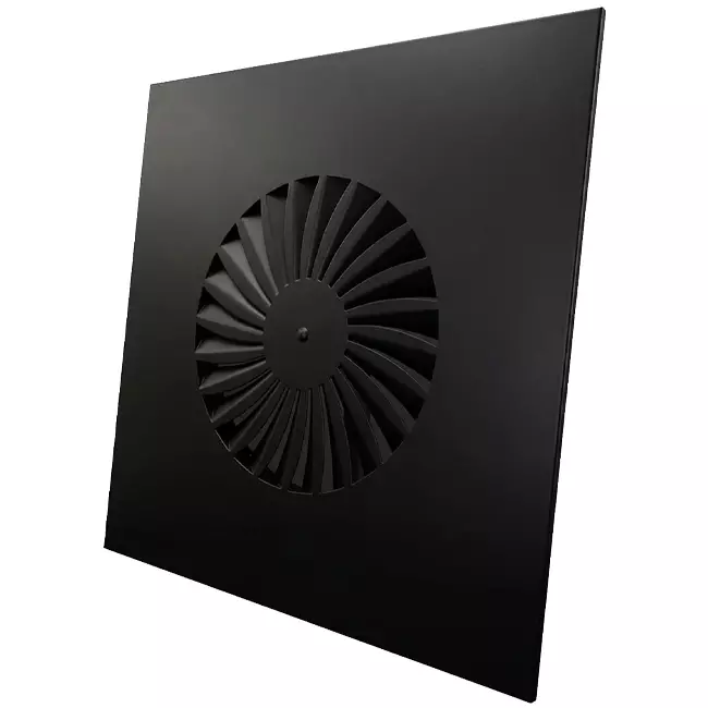 Swirl diffusor med faste blade 400 mm firkantet - SWS 400 RAL 9005 30% glans