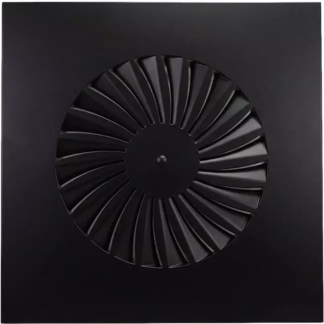 Swirl diffusor med faste blade 400 mm firkantet - SWS 400 RAL 9005 30% glans