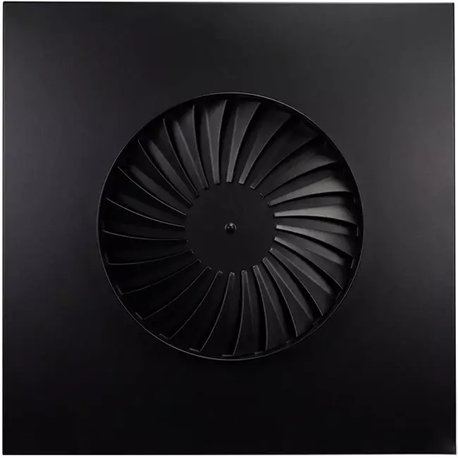 Swirl diffusor med faste blade 400 mm firkantet - SWS 400 RAL 9005 30% glans