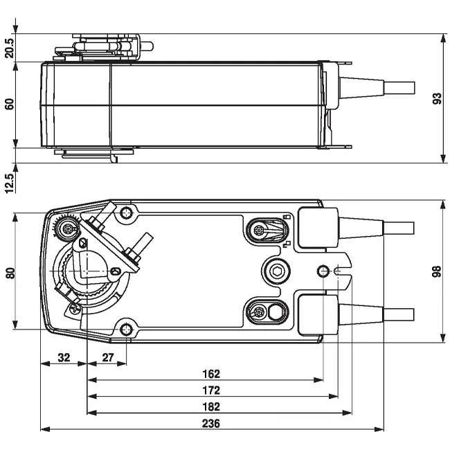 Belimo drejeventilaktuator med fjederretur 24V - åben/luk - 10 Nm - NF24A-S2