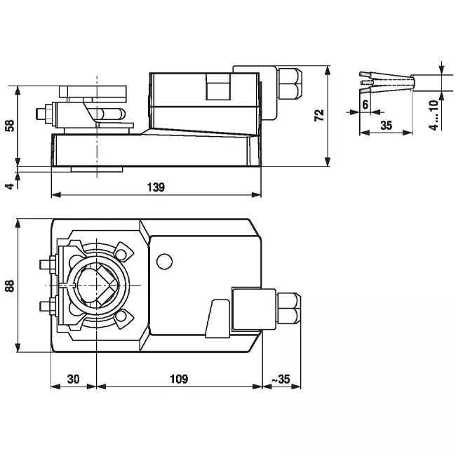 Belimo modulerende ventildrev med tilslutningsklemmer 24V - 2-10V - 20 Nm - SM24A-SR-TP