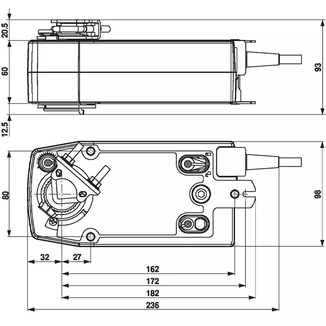 Belimo modulerende ventilaktuator med fjederretur 24V - 2-10V - 10 Nm - NF24A-SR