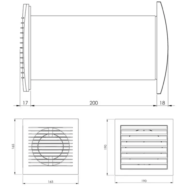 Ventilator Ø 128 mm hvid med termostat – SPKT125