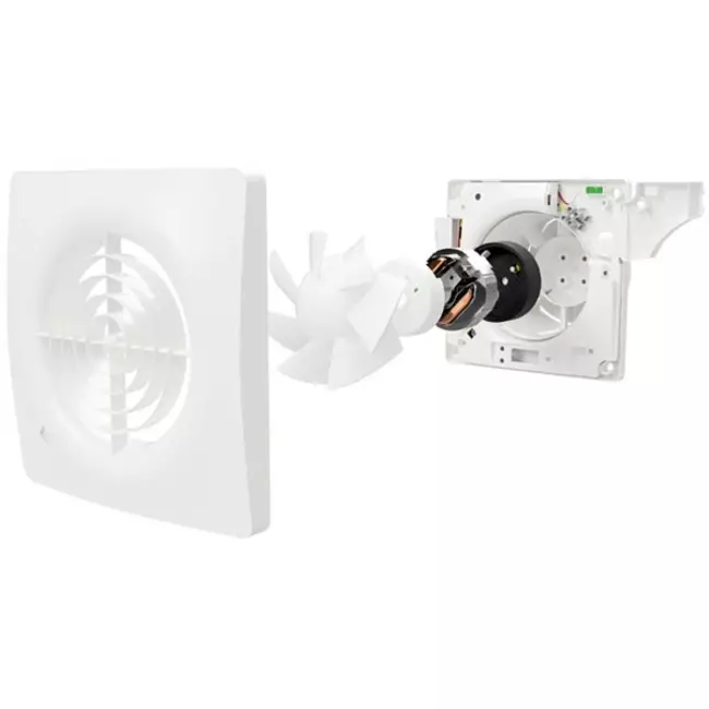 Supra badeværelsesventilator med fugtsensor og timer med træksnor Ø 125 mm -125HT