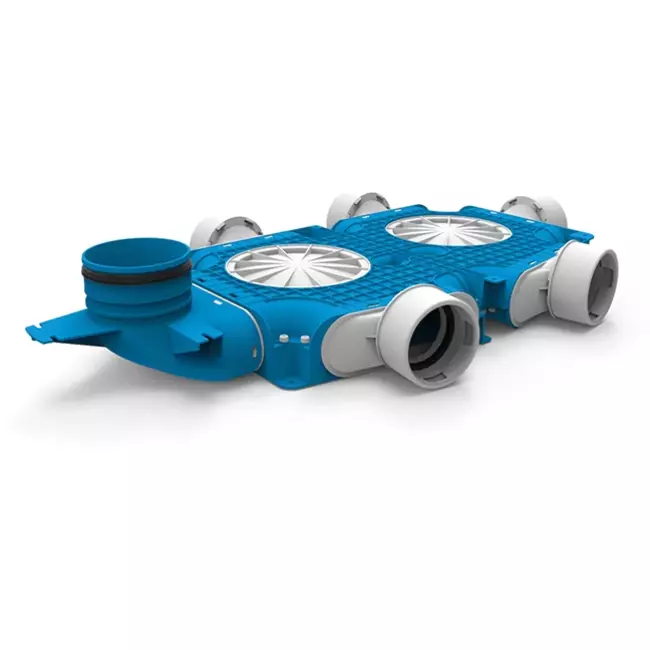 UniflexPlus kompositfordeler 5x Ø 90 mm med lodret muffe Ø 125 mm