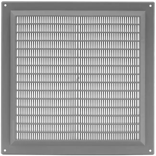 Firkantet ventilationsrist med rist 250x250 mm grå