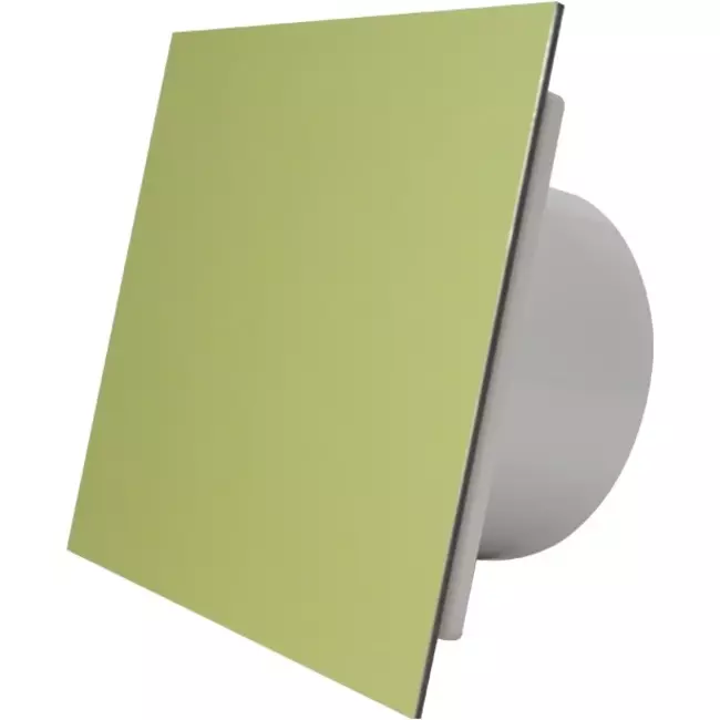 Air Roxy badeværelsesventilator med tilslutningsdiameter 125 mm med forsinket start og timer – frontpanel i guldpoleret aluminium