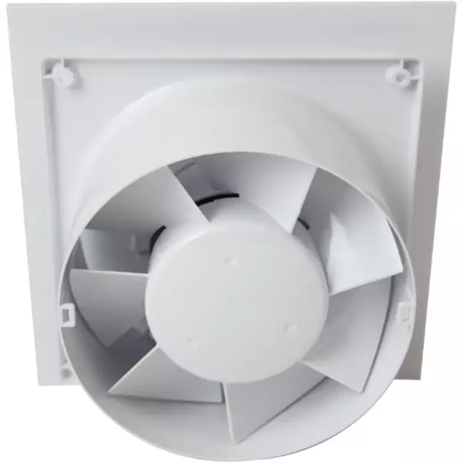 Badeværelsesventilator Ø 100 mm – frontpanel i blank hvid plast