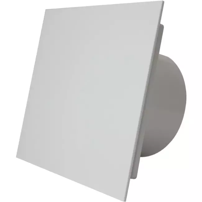 Badeværelsesventilator Ø 100 mm – frontpanel i blank hvid plast