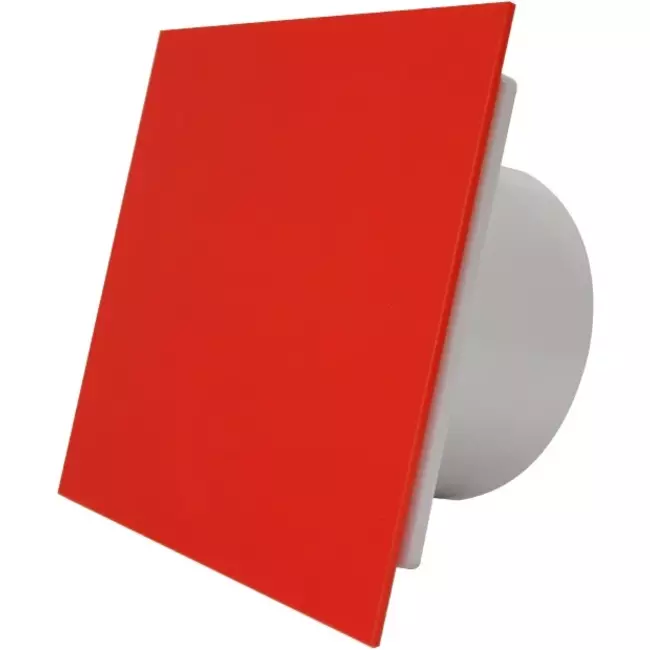 Air Roxy badeværelsesventilator med tilslutningsdiameter 125 mm med timer – frontpanel i rød plast