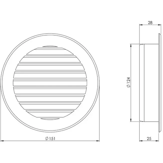 Ventilationsbladsgitter diameter: 125 mm grå - VR125P