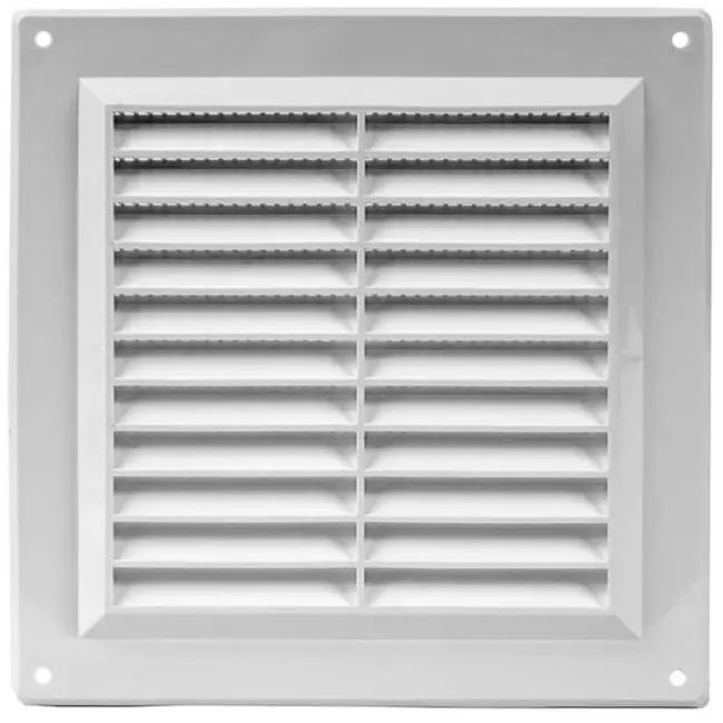 Firkantet ventilationsrist i plastik 150x150 mm hvid - VR1550