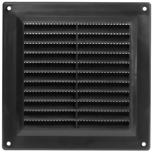Ventilationsrist i plastik 150x150 mm sort - VR1515M