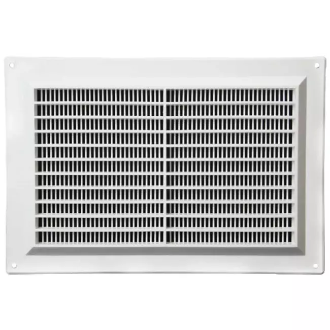 Rektangulær ventilationsrist med rist 250x170 hvid - VR2517