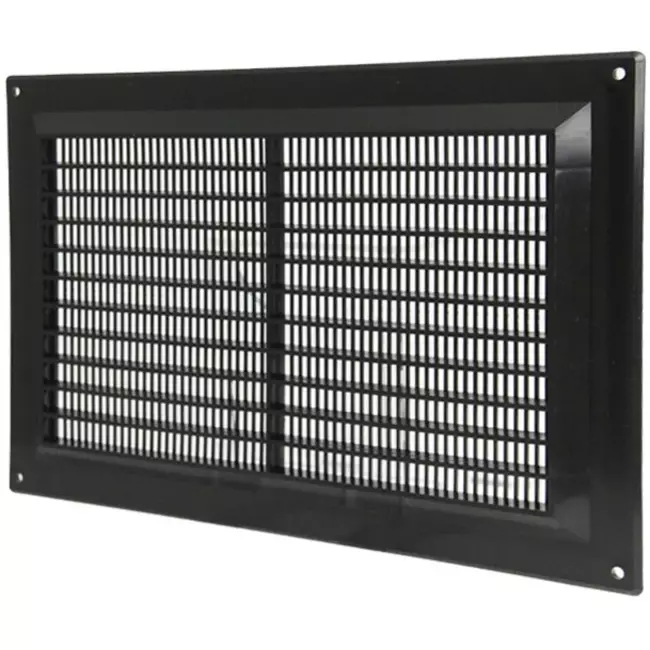 Rektangulær ventilationsrist i plastik 250x170 sort - VR2517M