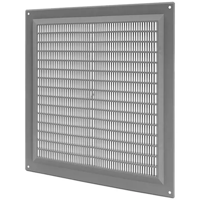 Firkantet ventilationsrist med rist 250x250 mm grå