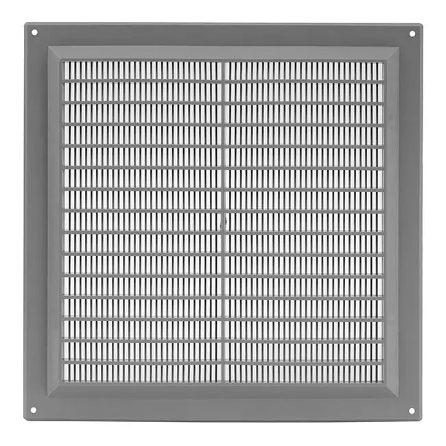 Firkantet ventilationsrist med rist 250x250 mm grå