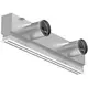 Aluminiumsgitter med 3 justerbare mønsterplader – 1500 mm – RAL 9016 + akustisk isoleret plenum med luftstrømsreguleringsventil