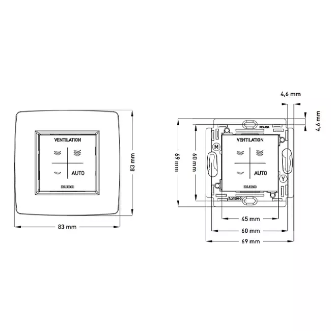 Duco-kontrolafbryder RF/BAT sort