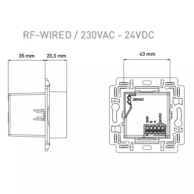 Duco-kontrolafbryder RF/BAT sort