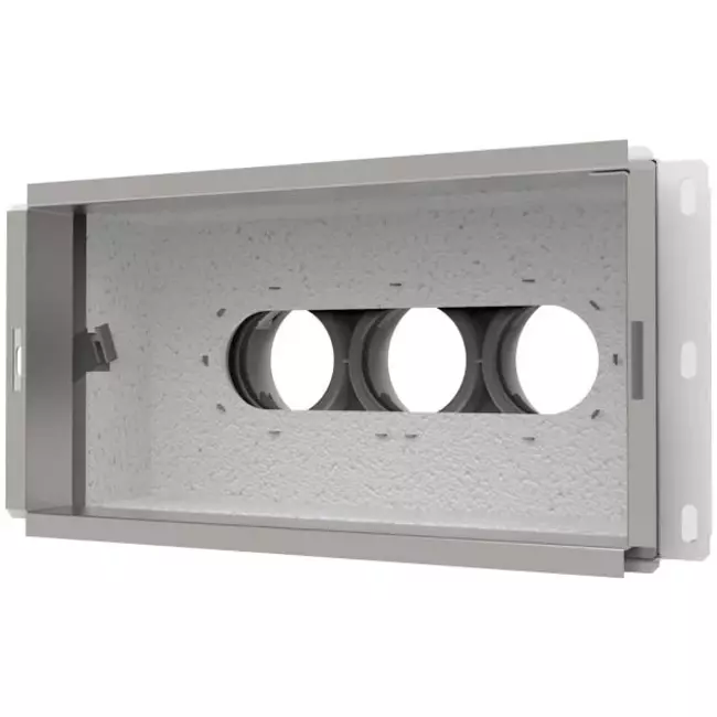 Vent-Axia Uniflexplus vægkollektor med bagtilslutning, isoleret 3 x Ø69mm til flad kanal 300 x 150 mm