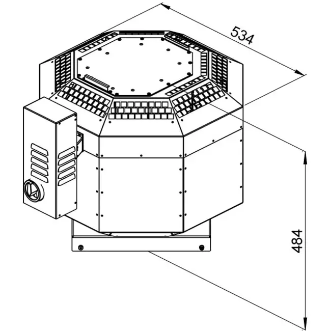 Tagventilator med isoleret afkast - DVNI 250 D2 F4 30