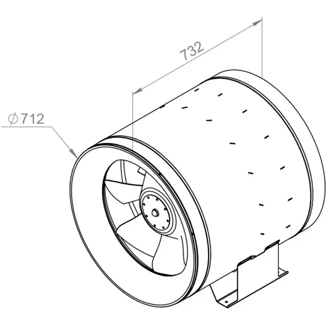 Ruck® kanalventilator Etaline D med frekvensstyring 23140 m³/h diameter 710 mm - EL 710 D4 02