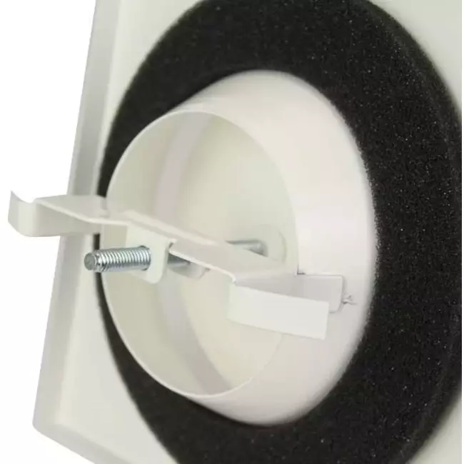 Udsugningsventilationsventil i metal, firkantet Ø 100 mm hvid med friktionsfjedre - DVSQ100