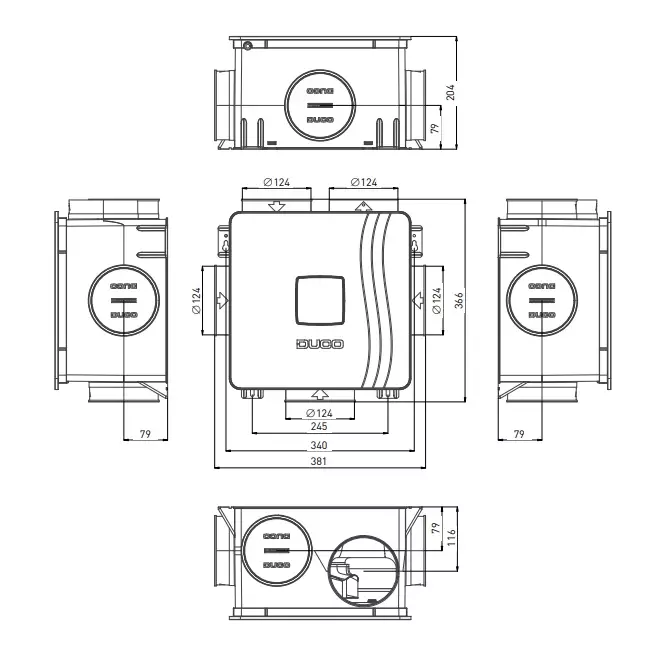 DucoBox Reno 325 m³/t - sikkerhedsstik