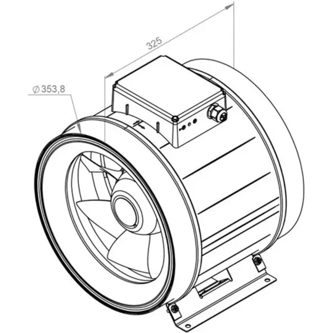 Ruck® ETAMASTER-kanalventilator med EC-motor 4790m³/t - Ø 355 mm + driftspotentiometer 10 kO
